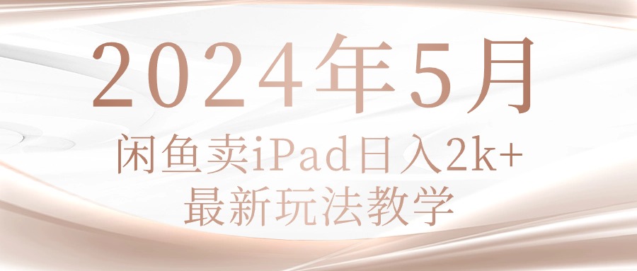 （10459期）2024年5月闲鱼卖ipad日入2k，最新玩法教学-九云网创
